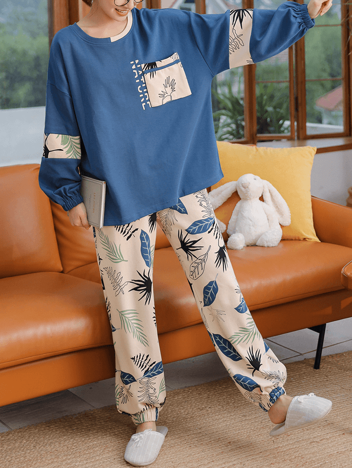 Plus Size Women Cartoon Animal Print Plaid Pants Home Casual Pajama Sets - MRSLM