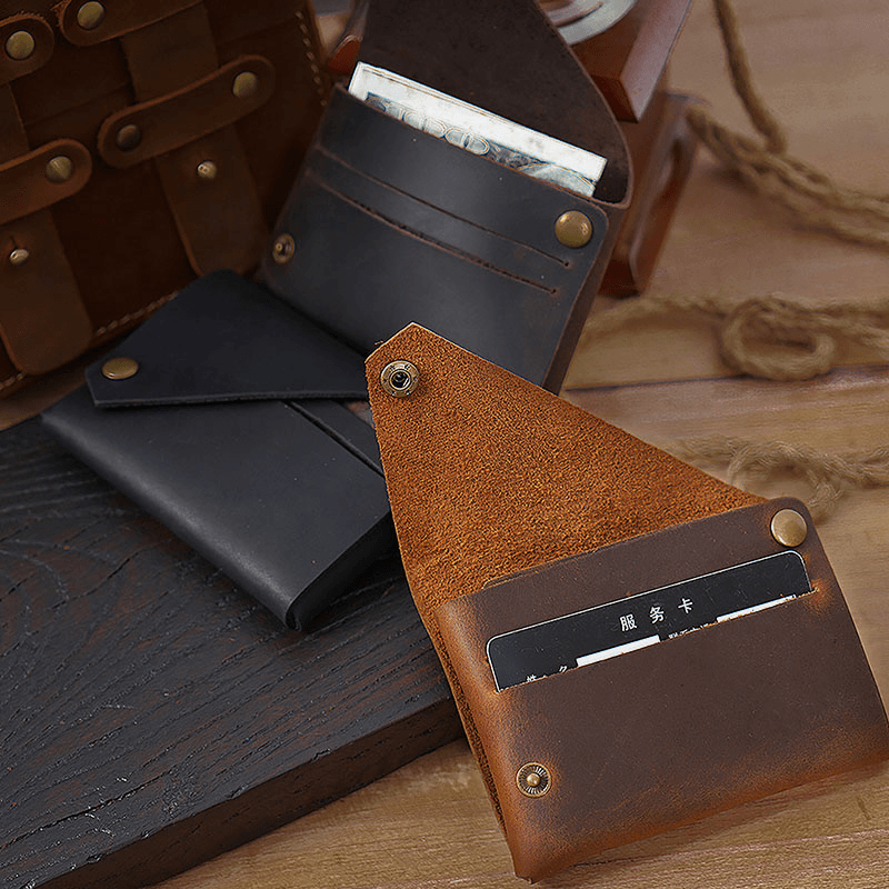 Men Genuine Leather Detachable Multi-Card Slots Card Holder Money Clips Small Mini Wallet Coin Purse - MRSLM