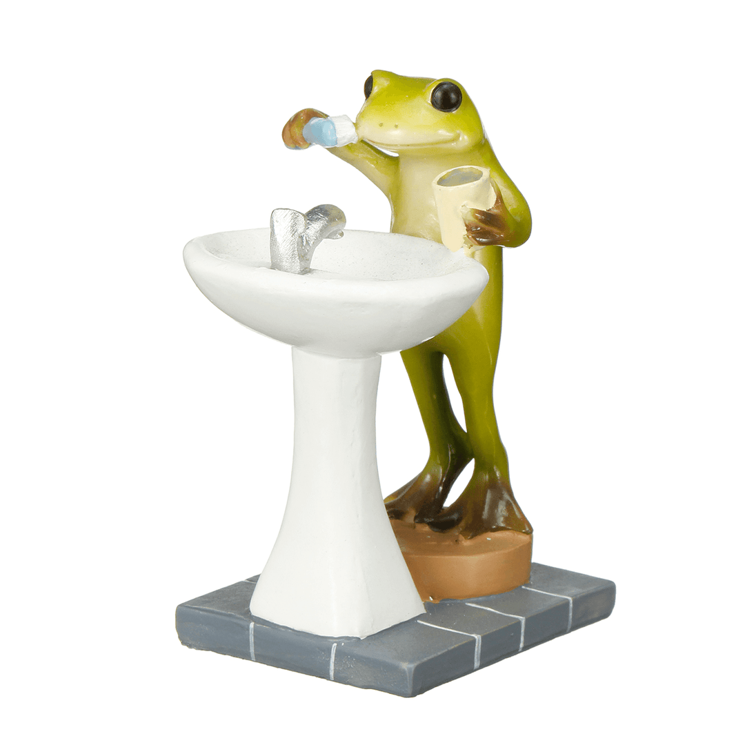 Cute Frog Statue Figurine Home Office Desk Ornament Garden Bonsai Decor Gift - MRSLM