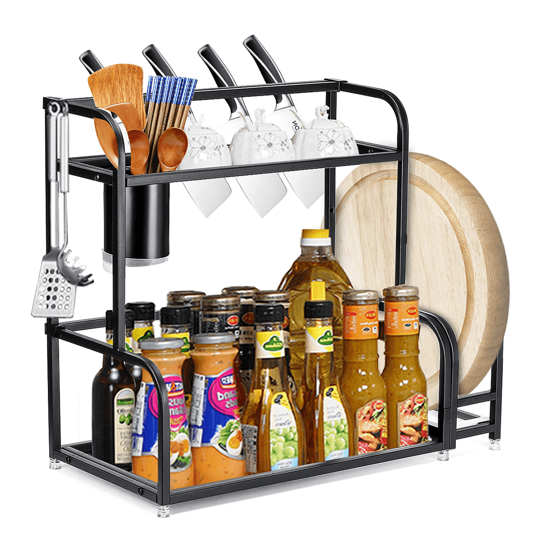 2-Tier Kitchen Countertop Spice Rack Organizer Cabinet Shelves Holder Rack - MRSLM