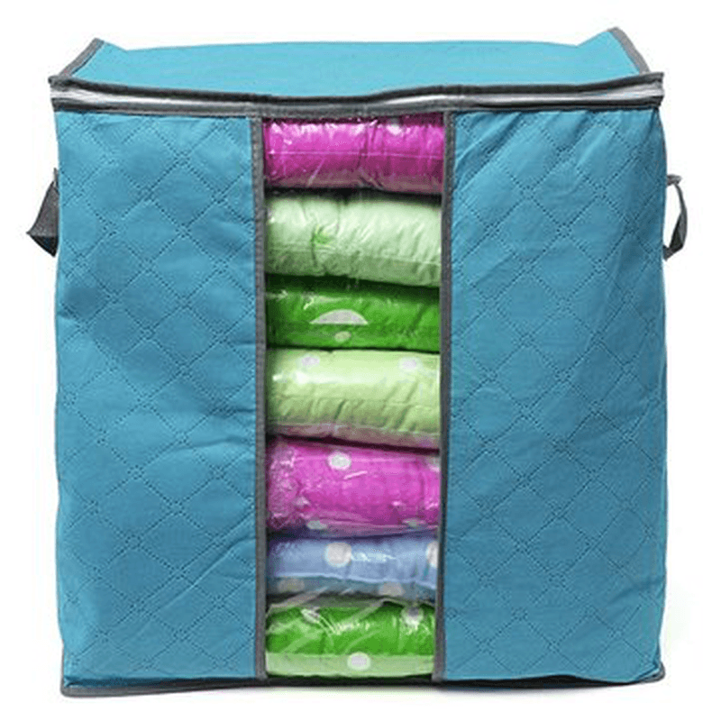 Foldable Clothes Storage Bag Pillow Blanket Quit Closet Organizer Pouch - MRSLM