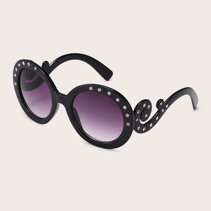 Women Retro Oval Shape Diamond Decoration UV Protection Fashion Sunglasses - MRSLM