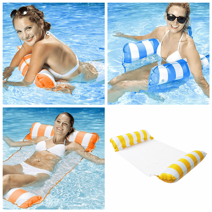 Inflatable Swimming Floating Chair Foldable Sleeping Lounger Summer Air Hammock Sun Lounges - MRSLM