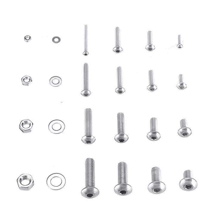 Suleve MXSH9 1220Pcs Stainless Steel Hex Socket Pan Head Screws Bolt Nuts Washers Assortment Kit M2 M3 M4 M5 - MRSLM