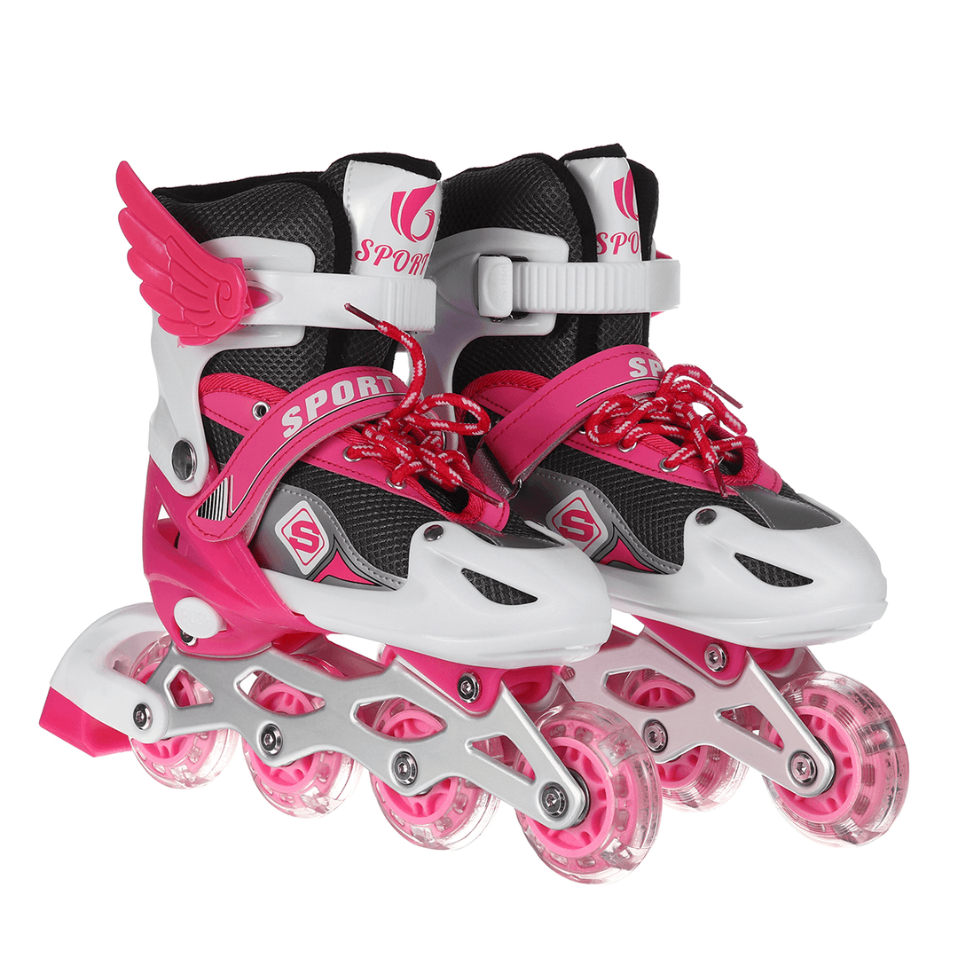 Kids Inline Skates Adjustable Illuminating Roller Skating Shoes Sliding Free Skating Sneakers - MRSLM