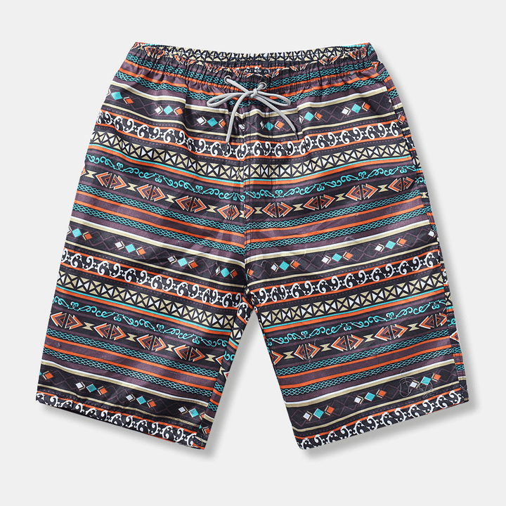 Mens Ethnic Style Pattern Casual Beach Board Shorts - MRSLM