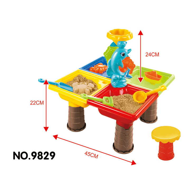 Water Table Set Summer Sand and Water Table Box Baby Kids Children Outdoor Beach Waterwheel Toys Family Play Set - MRSLM