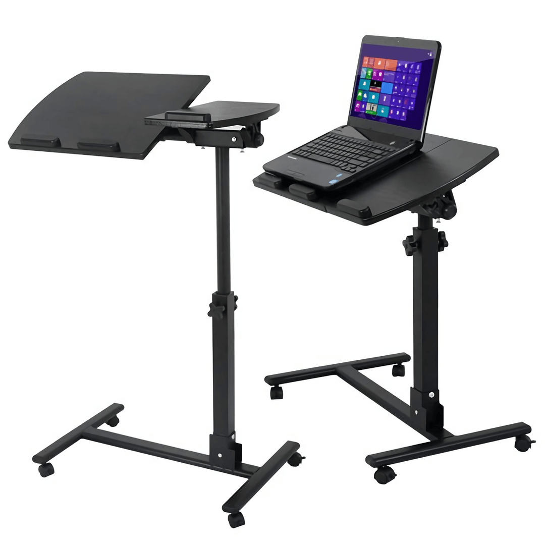 Rolling Laptop Desk Adjustable Laptop Stand Cart Computer Desk Lap Desk Workstation Notebook Cart over Bed Table - MRSLM