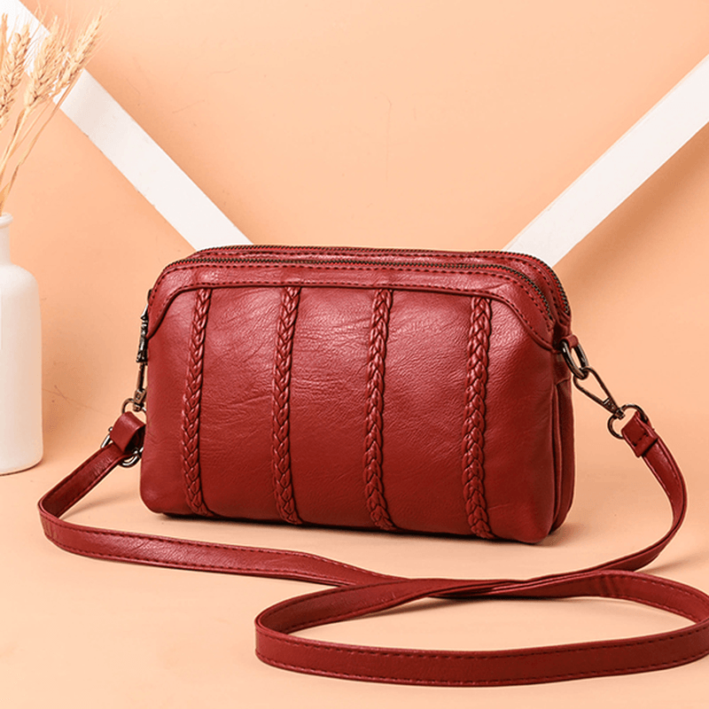 Women Vintage Soft Faux Leather Crossbody Bag - MRSLM