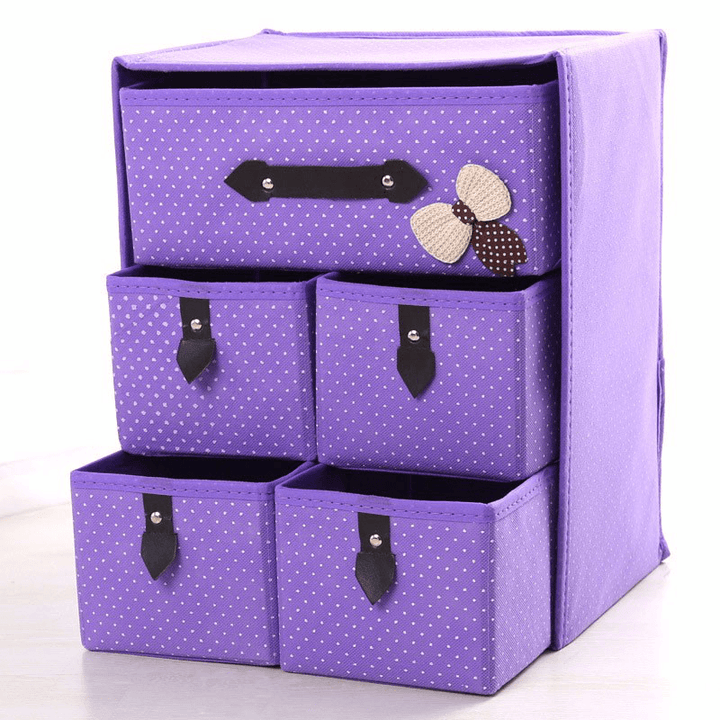 Three Layer Storage Box Five Drawer Non-Woven Underwear Cosmetic Makeup Sundries Organizer - MRSLM