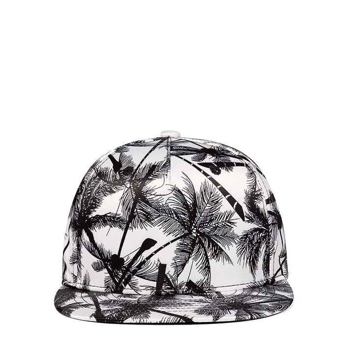 Coconut Tree Pattern Printing Trendy Men'S and Women'S Flat Brim Hat - MRSLM