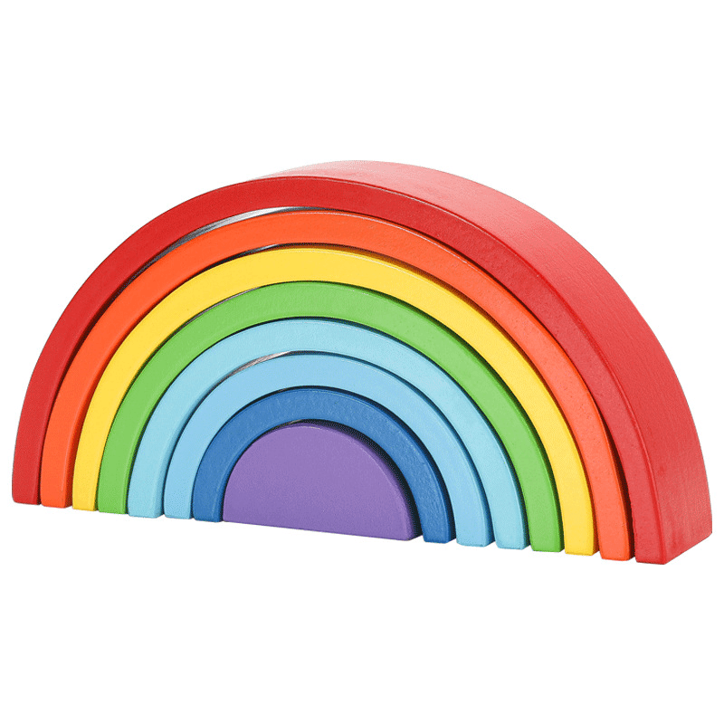 Custom Wooden Rainbow Arch Bridge Building Blocks Kids Puzzle - MRSLM