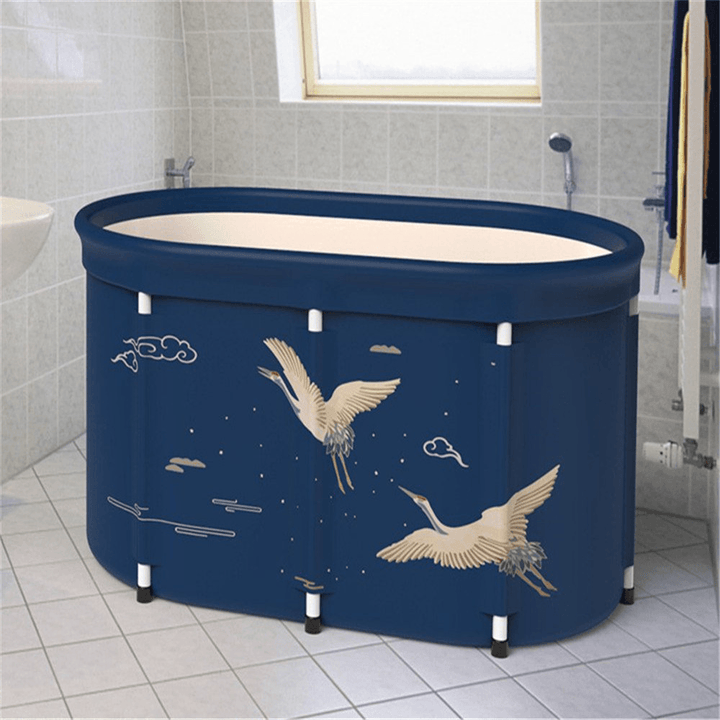 Portable Adult Thickened Folding Bathtub Household Large Bathtub Steaming Room Sauna Bath Barrel with Lid - MRSLM