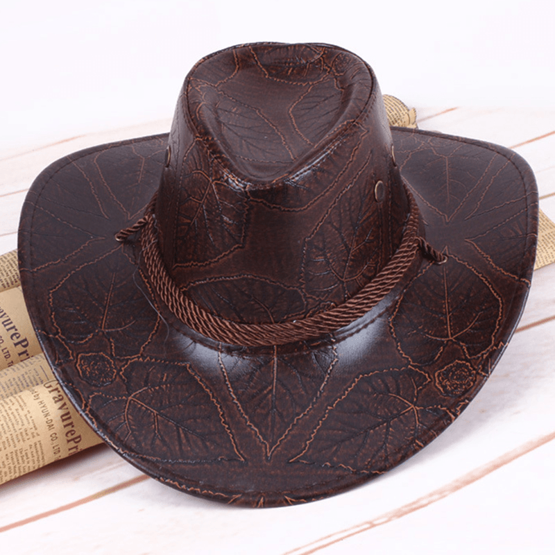 Men Women Western Artificial Leather Cowboy Knight Hat - MRSLM