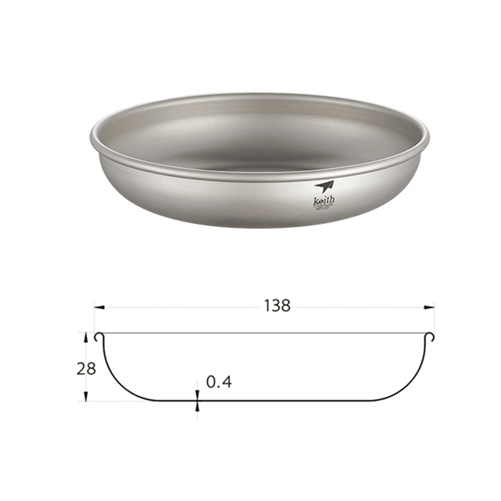 Keith 250/300/400/450ML Titanium Plates Tableware Dishes Ultralight Portable Outdoor Camping Picnic Travel - MRSLM