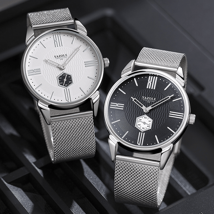 YAZOLE 432 Casual Style Men Wrist Watch Designed Small Dial Stainless Steel Strap Quartz Watch - MRSLM