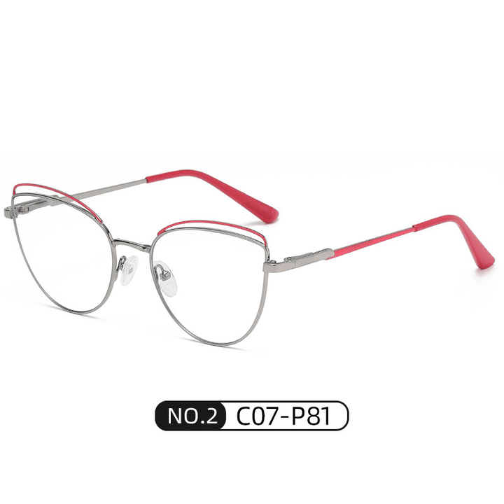 Fashion Metal Two-Tone Flat Mirror Ins Net Red Wind Cat Glasses Frame - MRSLM