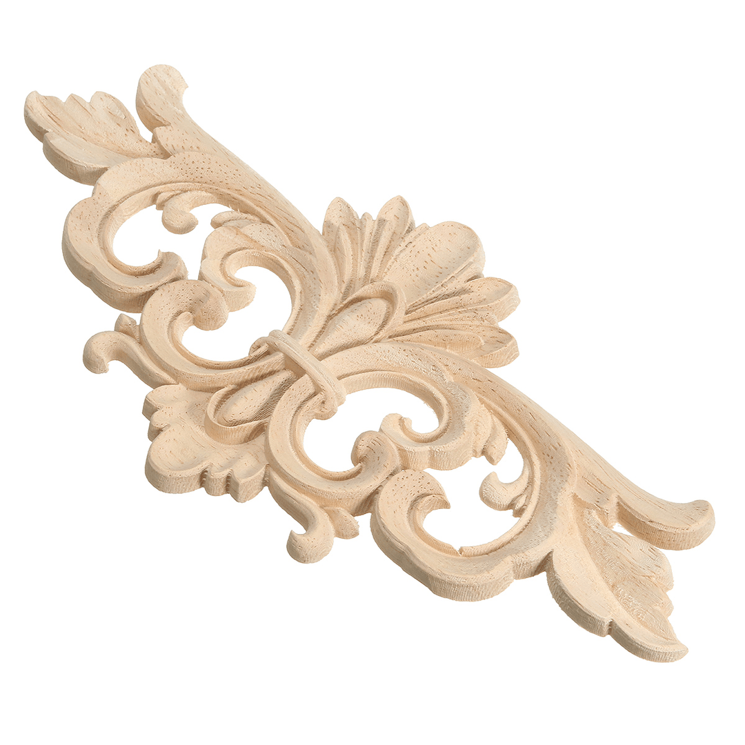 Wood Carving Applique Unpainted Flower Applique Wood Carving Decal for Furniture Cabinet 22X10Cm - MRSLM