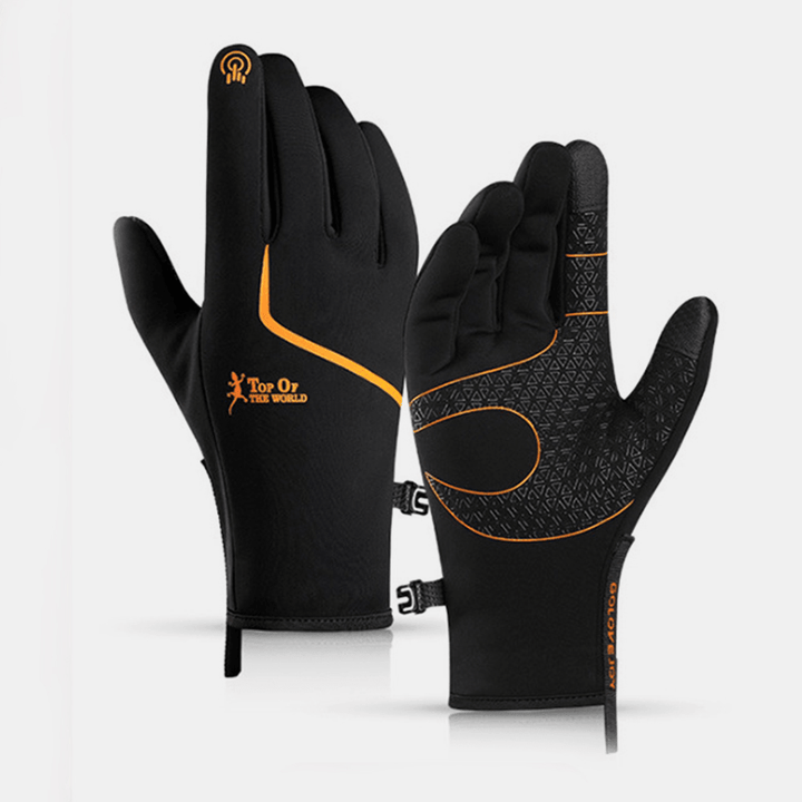 Unisex Diving Cloth Screen-Touchable Riding Climbing Skiing Warm plus Velvet Zipper Gloves - MRSLM