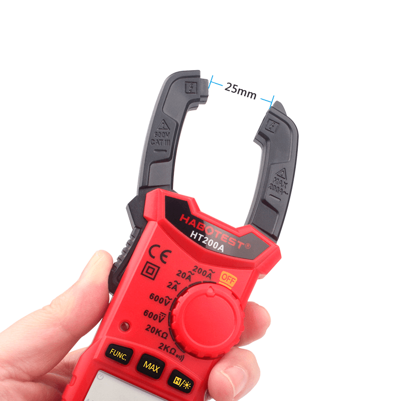 HT200A High Accuracy Mini Digital AC DC Clamp Meter Voltage Current Measurement Amper Clamp Meter - MRSLM