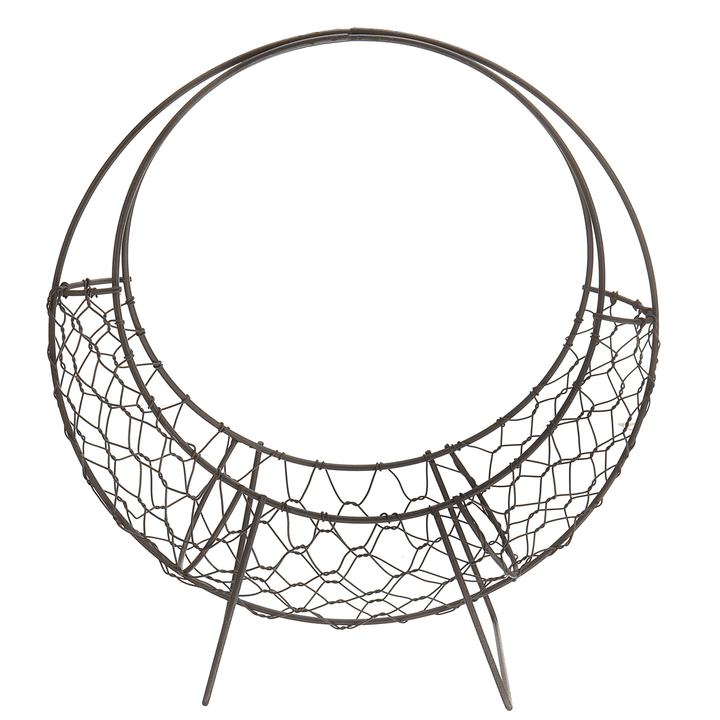 Flower Basket Stand Moon Shape Iron Wire Wreath Frame Metal Succulent Pot 28CM - MRSLM