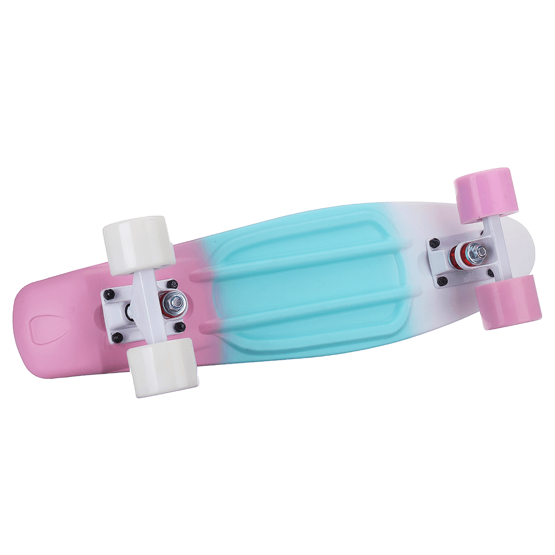 SGODDE 22" Mini Skateboards Cruiser Retro Skateboard Long-Board for Kids Ages 6-12 with LED Wheels - MRSLM