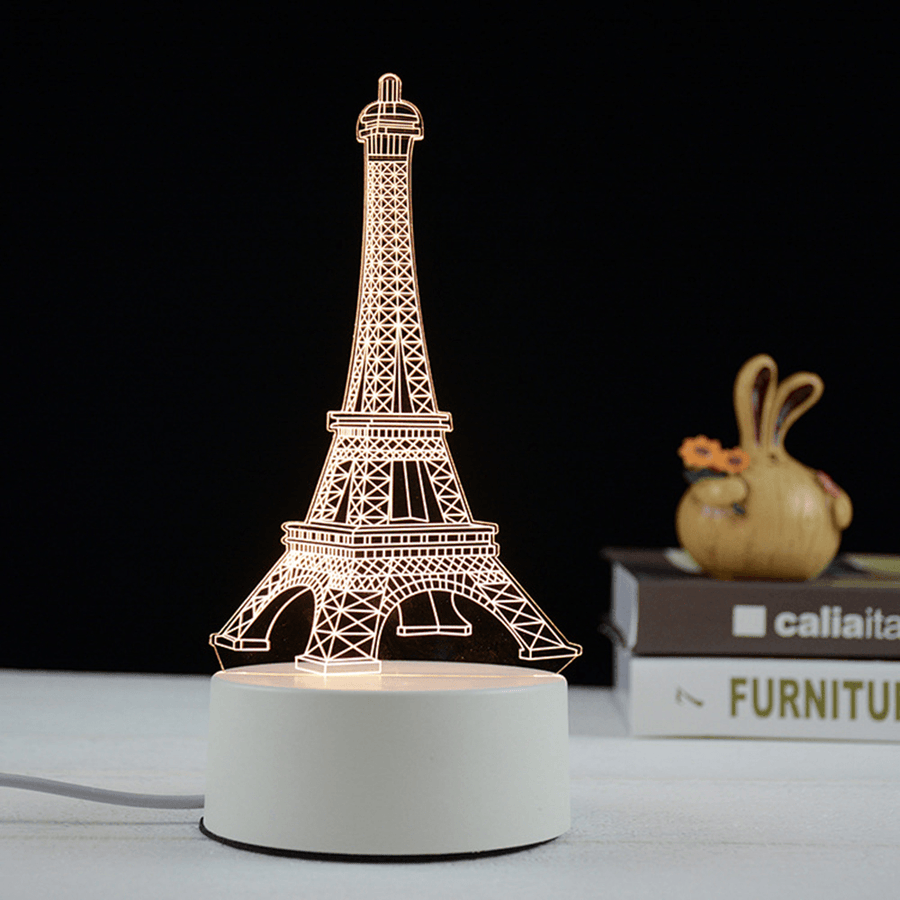 3D Eiffel Tower Led Night Light USB Charging Creative Colorful Home Decor for Bedroom Garden Living Room Decoration - MRSLM