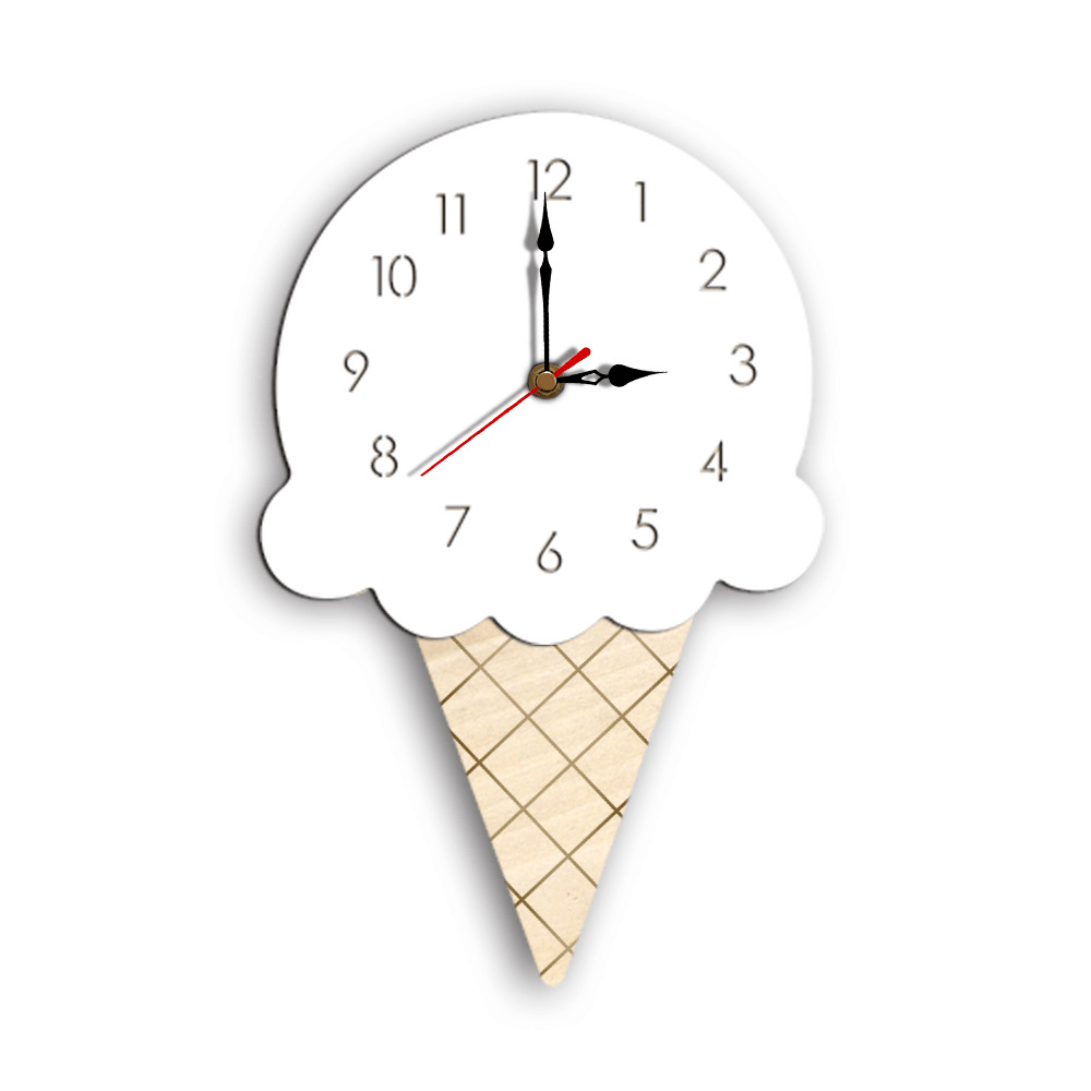 Home Cartoon Creative Wall Clock Living Room Acrylic Ice Cream Children'S Clock - MRSLM