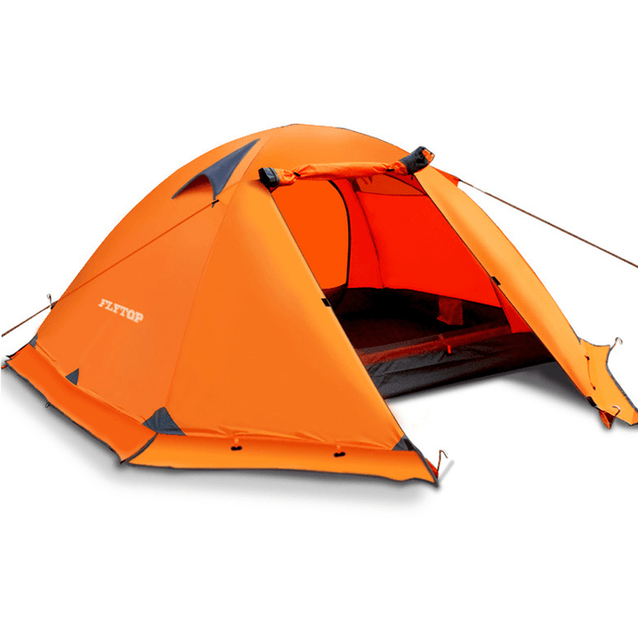 FLYTOP 2 Person Camping Tent Set All-Season Double Layers Aluminum Pole anti Snow Windproof Rainstorm Anti-Uv Canopy with Snow Skirt - MRSLM