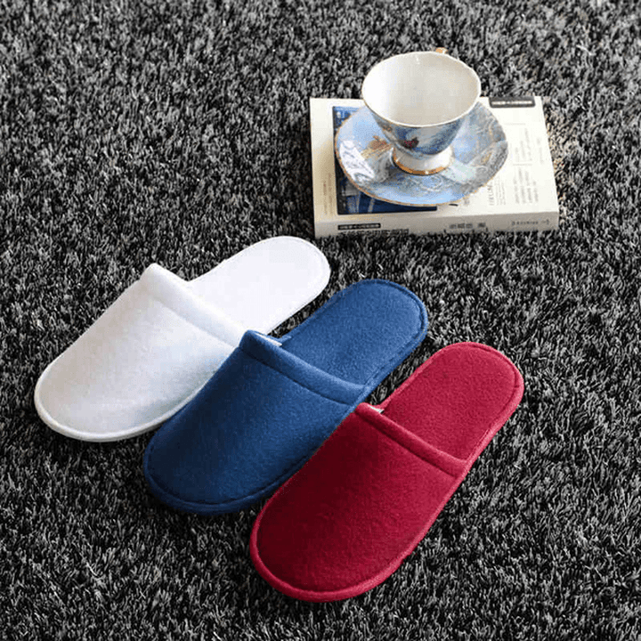 1 Pair Hotel Travel Disposable Slippers Home Guest White Red Blue Slippers - MRSLM