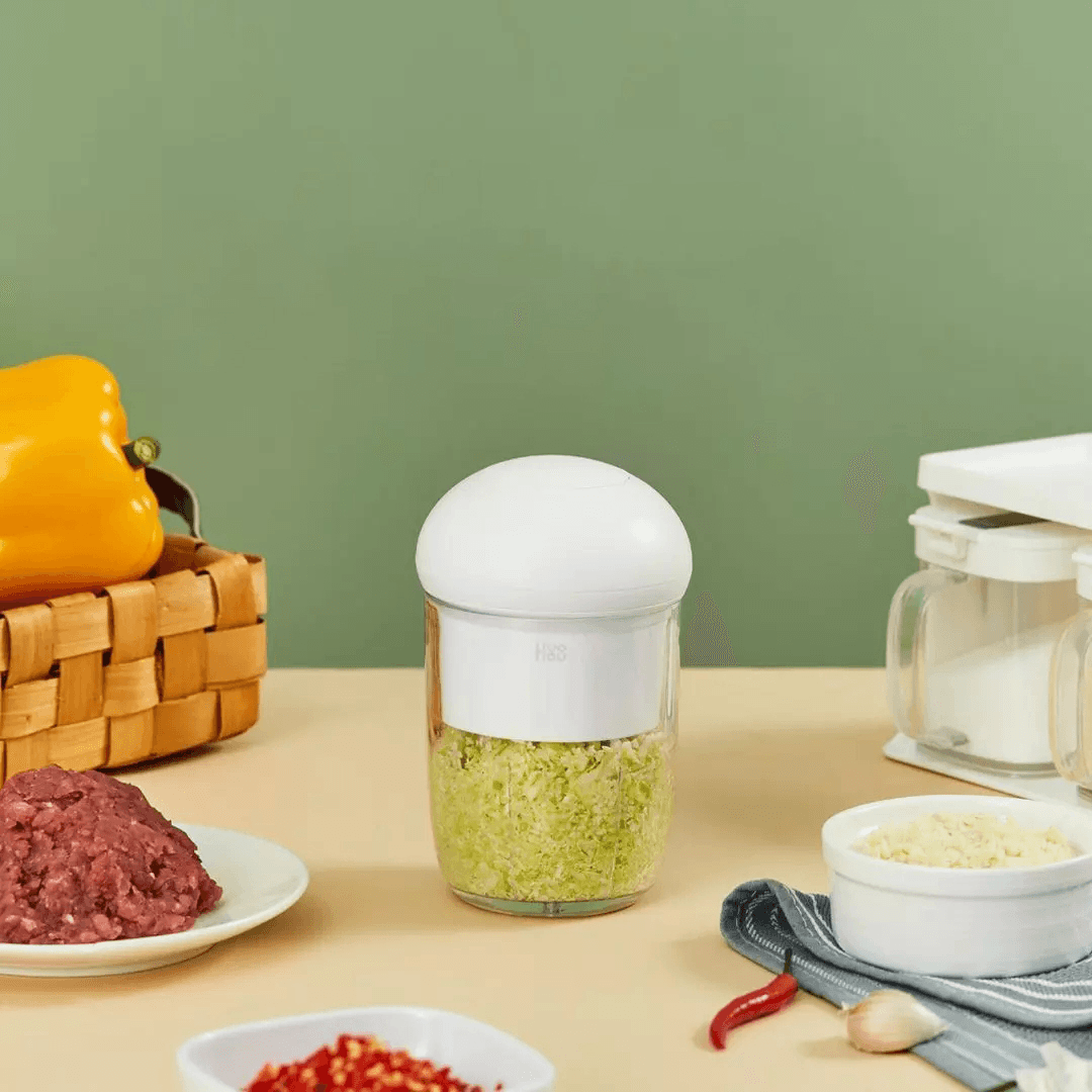 HUOHOU Electric Mini Chopper 290Ml Garlic Chopper Wireless USB Charging Food Processor Garlic Mincer Food Chopper for Chop Onion Ginger Vegetable Pepper Spice Meat Nut Baby Food - MRSLM