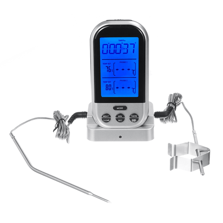 LCD Digital Kitchen BBQ Thermometer Dual Probe Detection Cooking Barbecue Grill Meat Detector - MRSLM