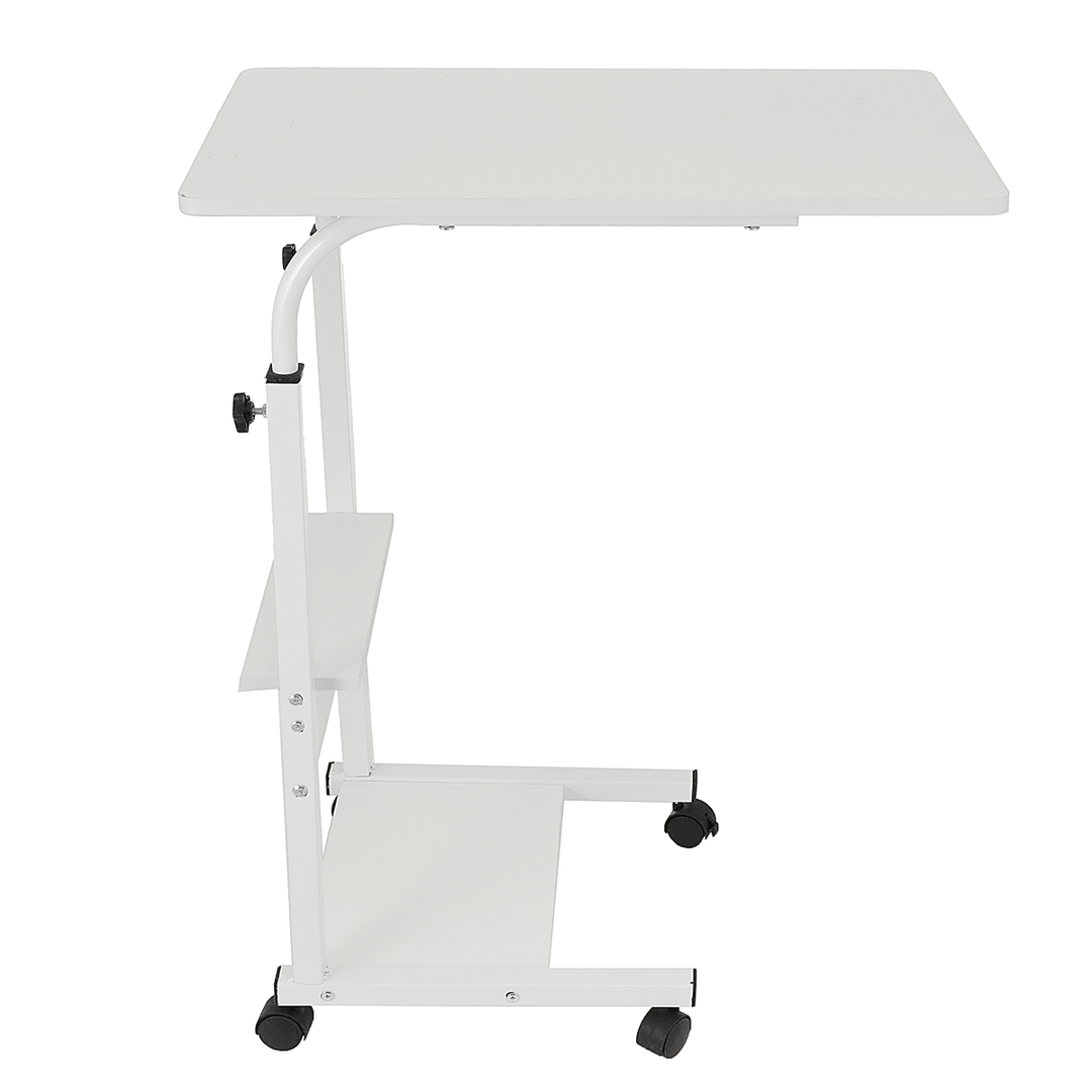 Movable Laptop Desk Adjustable Height Computer Notebook Desk Writing Study Table Bedside Tray with 2 Storage Shelves Home Office Furniture - MRSLM