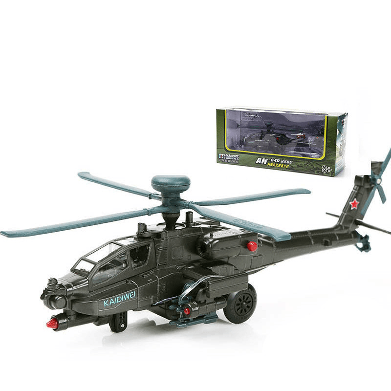 Apache Gunship Model Alloy Sound and Light Military AH-64D Aircraft - MRSLM