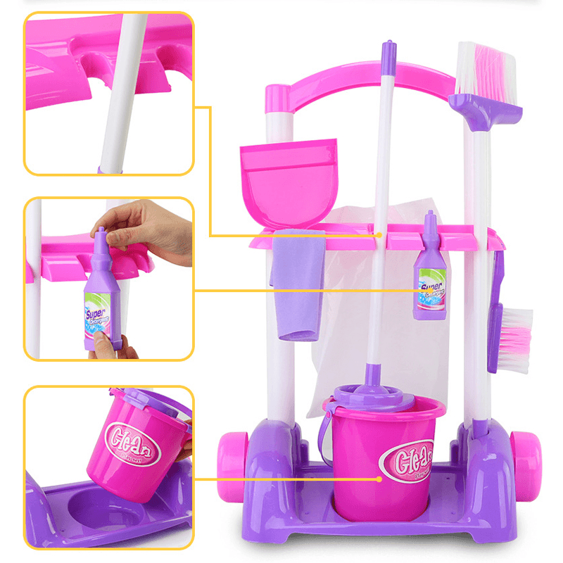 Children Toys Home Cleaning Cart Set Housekeeping Toys Kids Educational Development Play - MRSLM