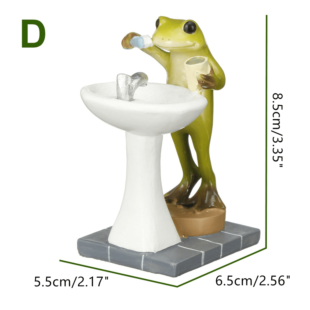 Cute Frog Statue Figurine Home Office Desk Ornament Garden Bonsai Decor Gift - MRSLM