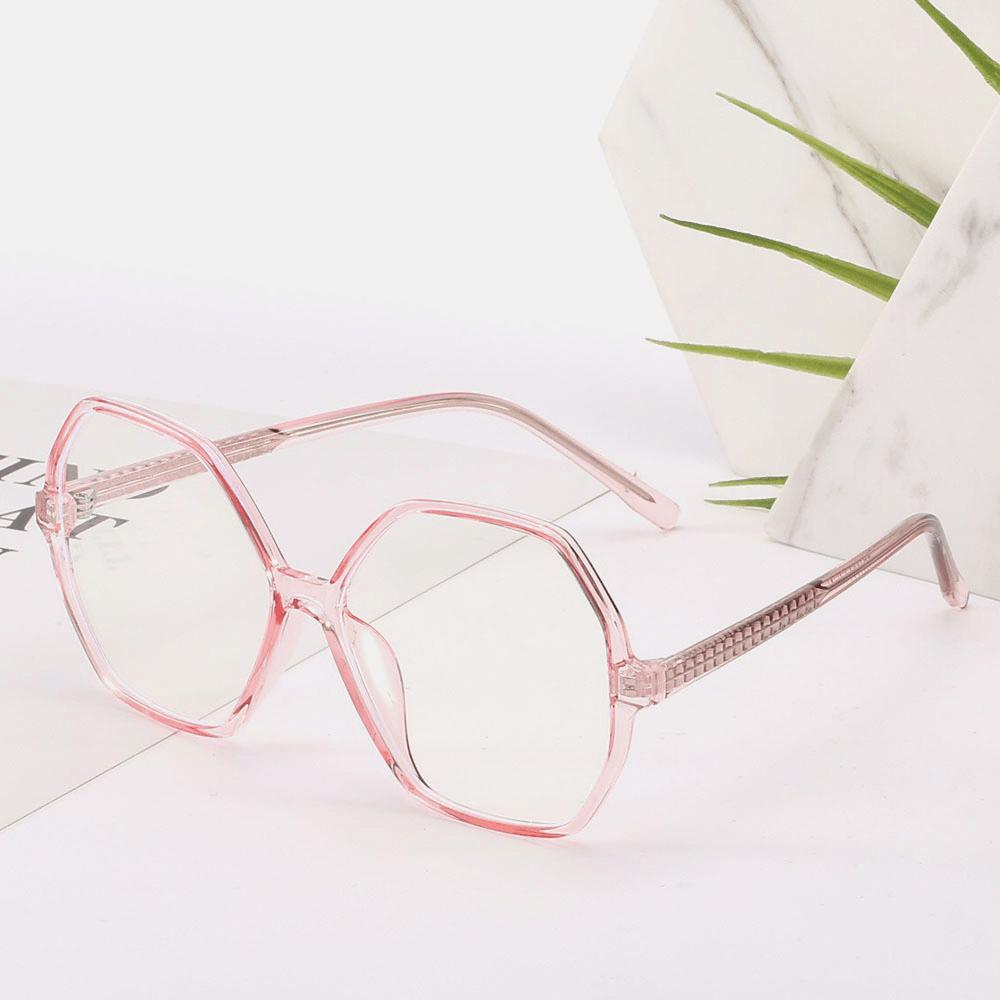 Women Polygon Large Frame Full Frame Optical PC Lens Fashion Casual Glasses - MRSLM