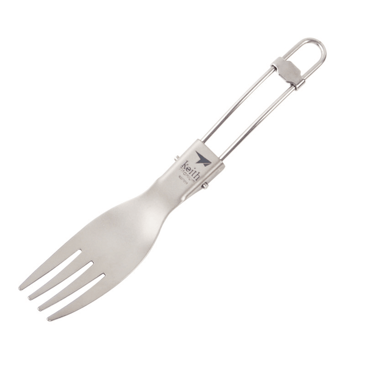 Keith Ti5303 Titanium Folding Fork Ultralight Spork Cutlery Outdoor Camping Picnic Tableware - MRSLM