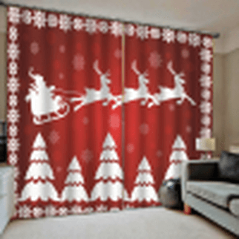 132*160Cm Christmas Printed Curtains Blackout Window Curtains for Living Room Christmas Decoration - MRSLM