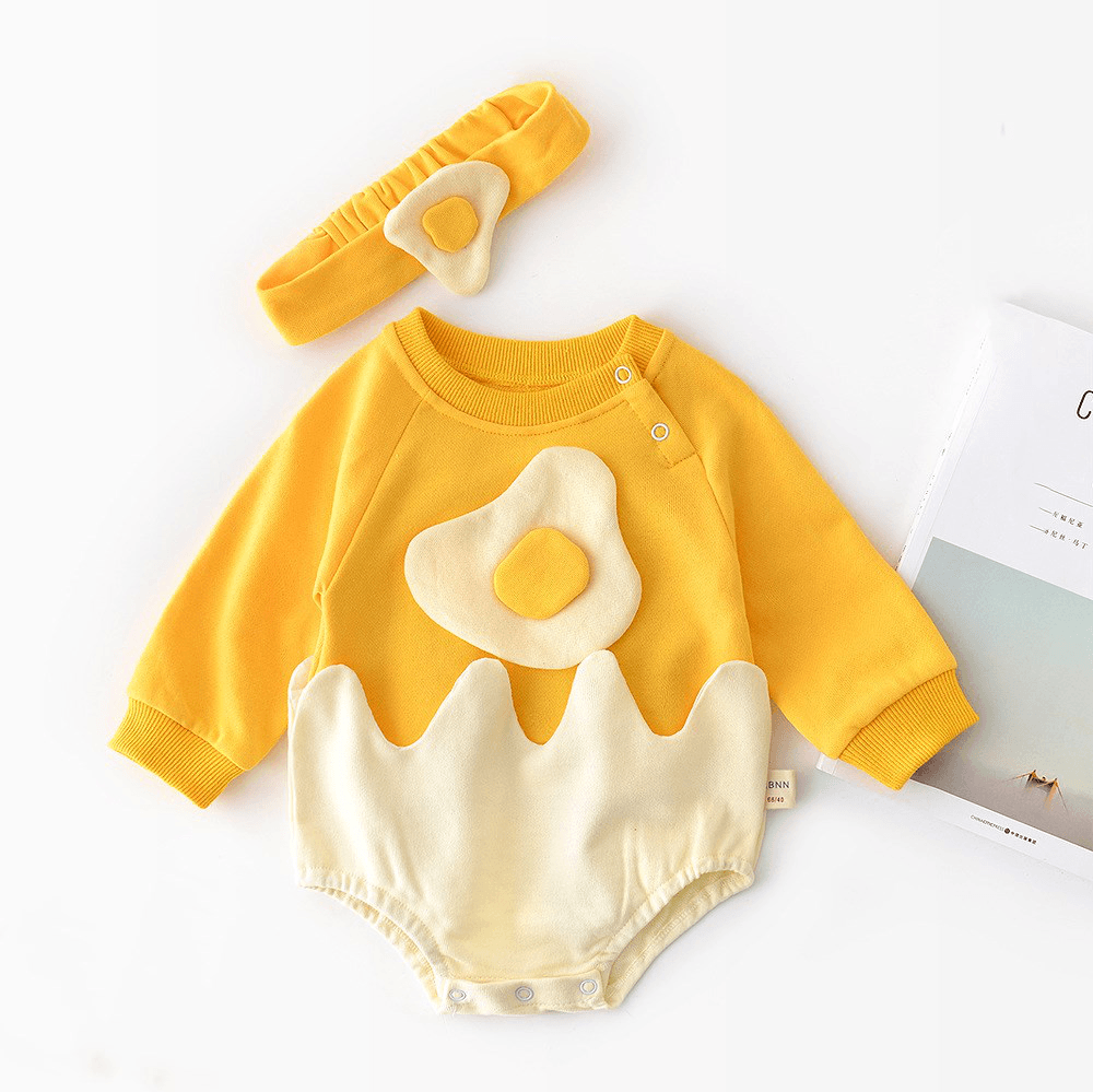 Cartoon Egg Long Sleeve Romper - MRSLM