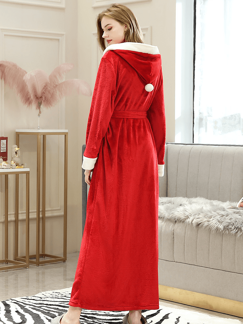 Plus Size Long Sleeve Flannel Longline Thicken Robes - MRSLM