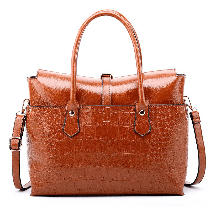 Women Fashion Retro Crocodile Handbag Briefcase Shoulder Bag - MRSLM