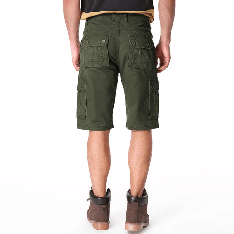 Men Casual Cotton Big Pockets Loose Cargo Military Shorts - MRSLM