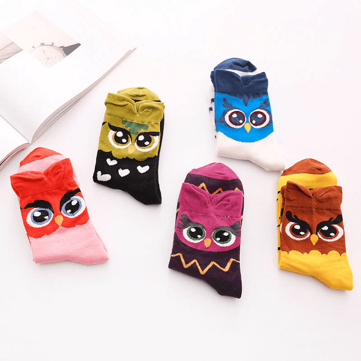 New Style Owl Socks Three-Dimensional Cartoon Socks Cotton Mid-Tube Women Socks - MRSLM