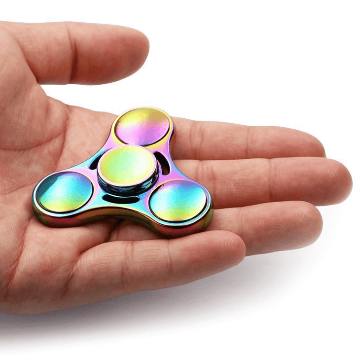 Colorful Whirlwind Triangle Fingertip Gyro Clover Cool Alloy UFO Inter Finger Gyro - MRSLM