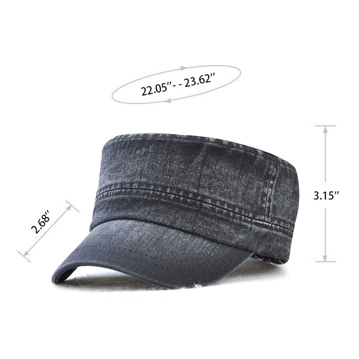 Dad Adjustable Washed Cotton Flat Hats Outdoor Military Sunscreen Visor Caps for Mens - MRSLM