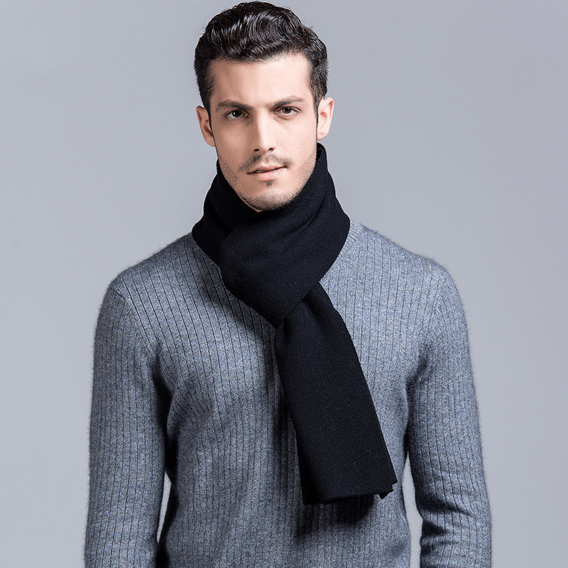 Pure Wool Men'S Scarf All-Match Knitting - MRSLM