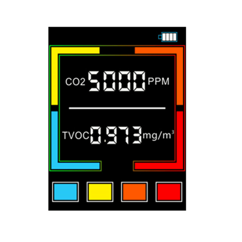 Portable Digital CO2 Meter Carbon Dioxide Detection TVOC Hazardous Substance Detection and Analysis Air Quality Monitor with Lithium Battery 1200Mah - MRSLM