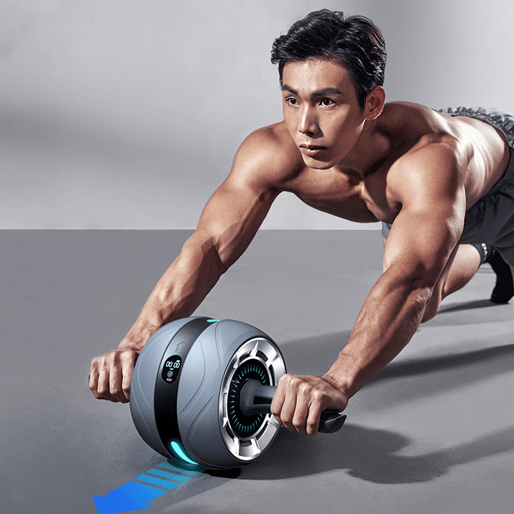 Booster Ab Roller Wheel Smart Rechargeable LCD Display 1.8M Rebound Abdominal Core Strength Training Fitness Gym Home Load 165Kg - MRSLM