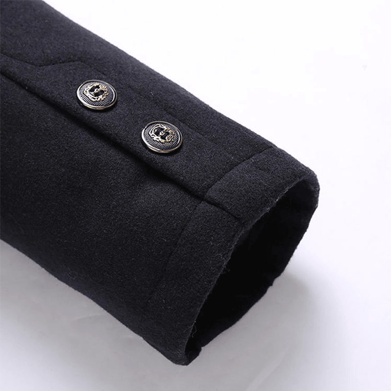 Winter Thick Detachable Rib Knitting Collar Zipper Side Pockets Woolen Coats for Men - MRSLM